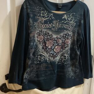 Suzie In The City black Graphic Long Sleeve Top